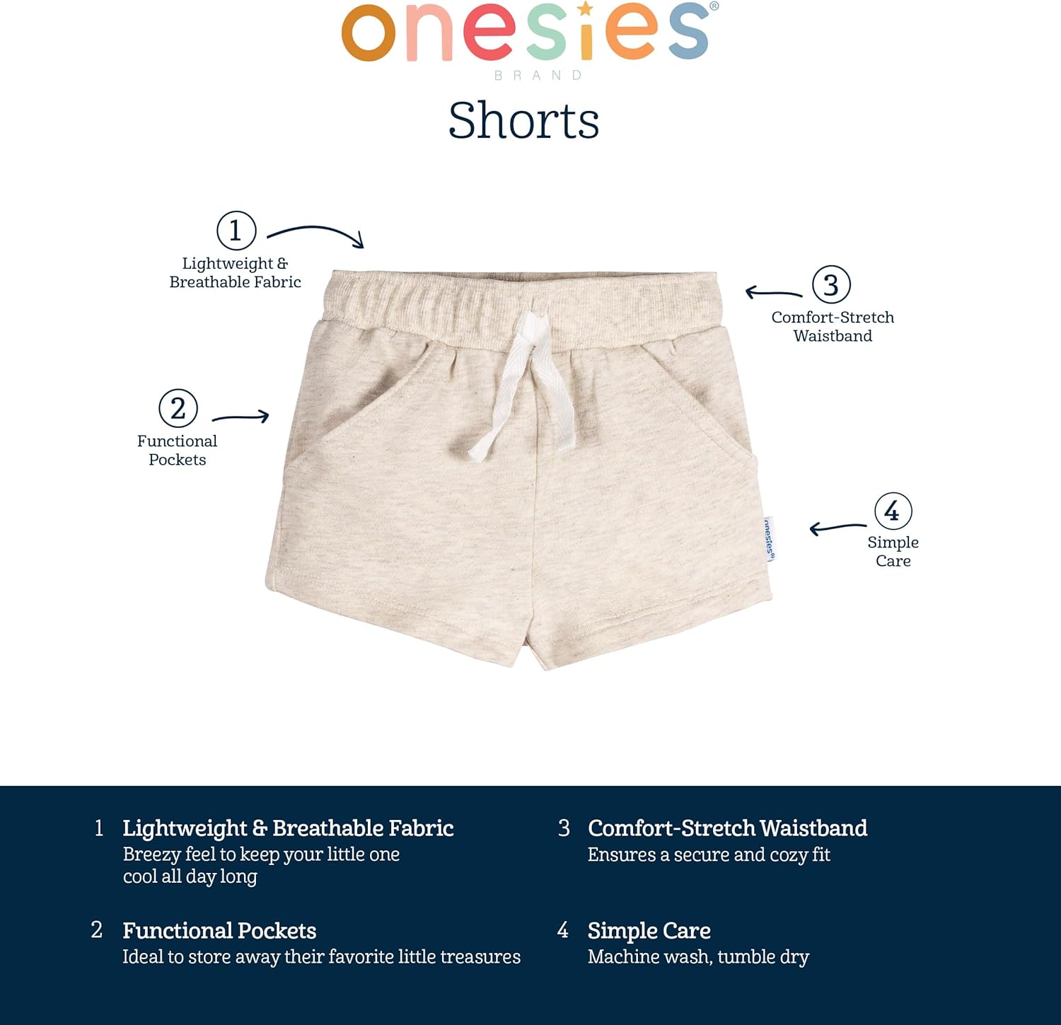 Onesies Brand - 3-Pack Knit Shorts for Baby Girls