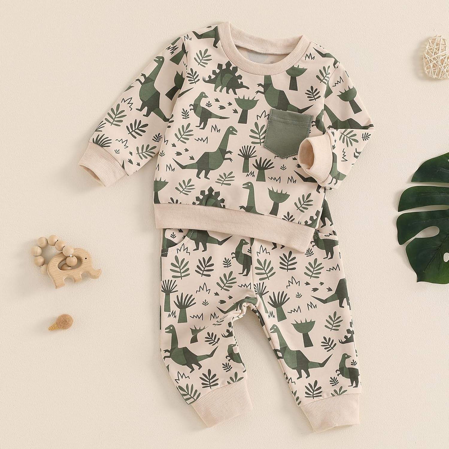 Toddler Boys Cartoon Dinosaur Outfit 2Pcs
