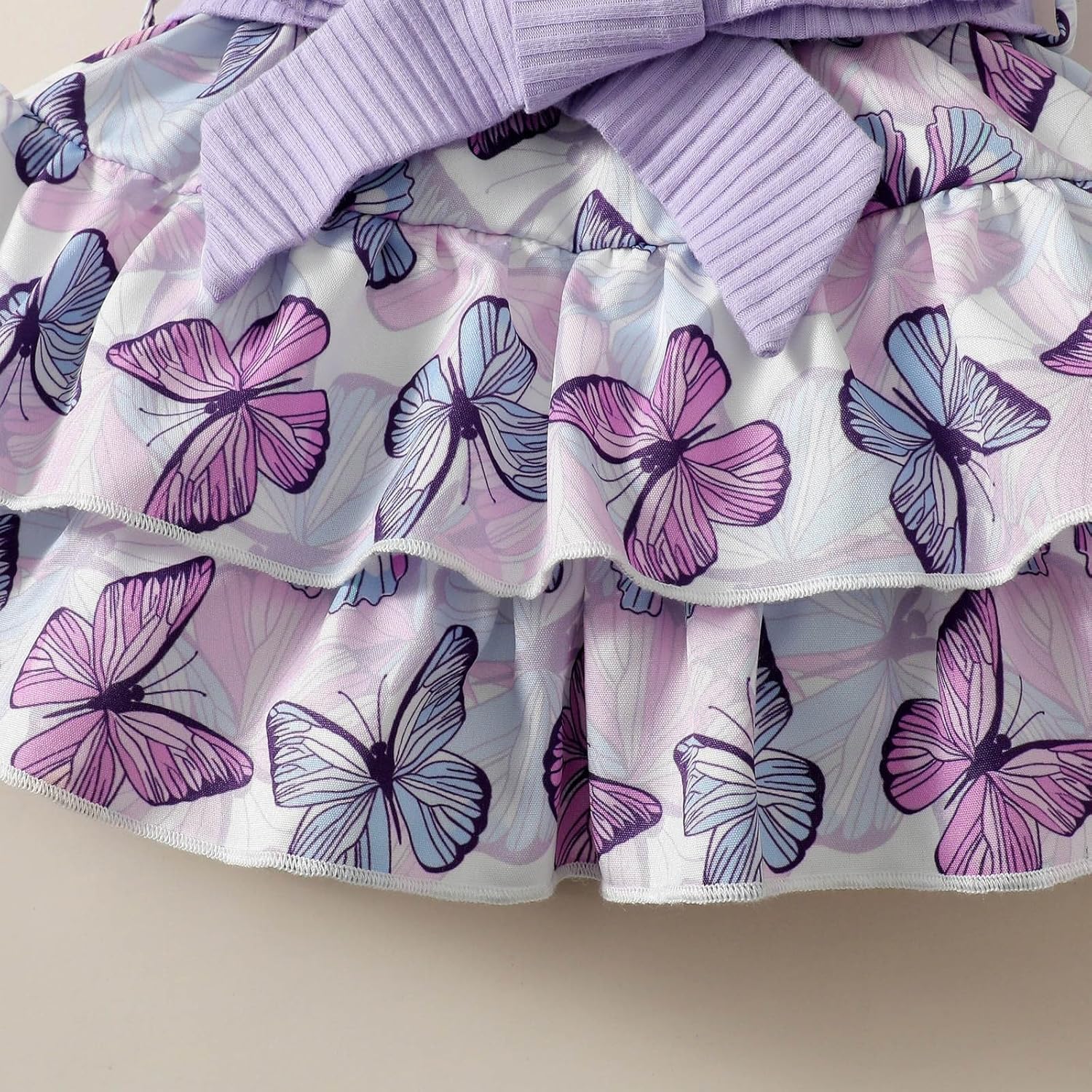 CuteSummer Outfits for Baby Girls - Butterfly Purple Romper Set