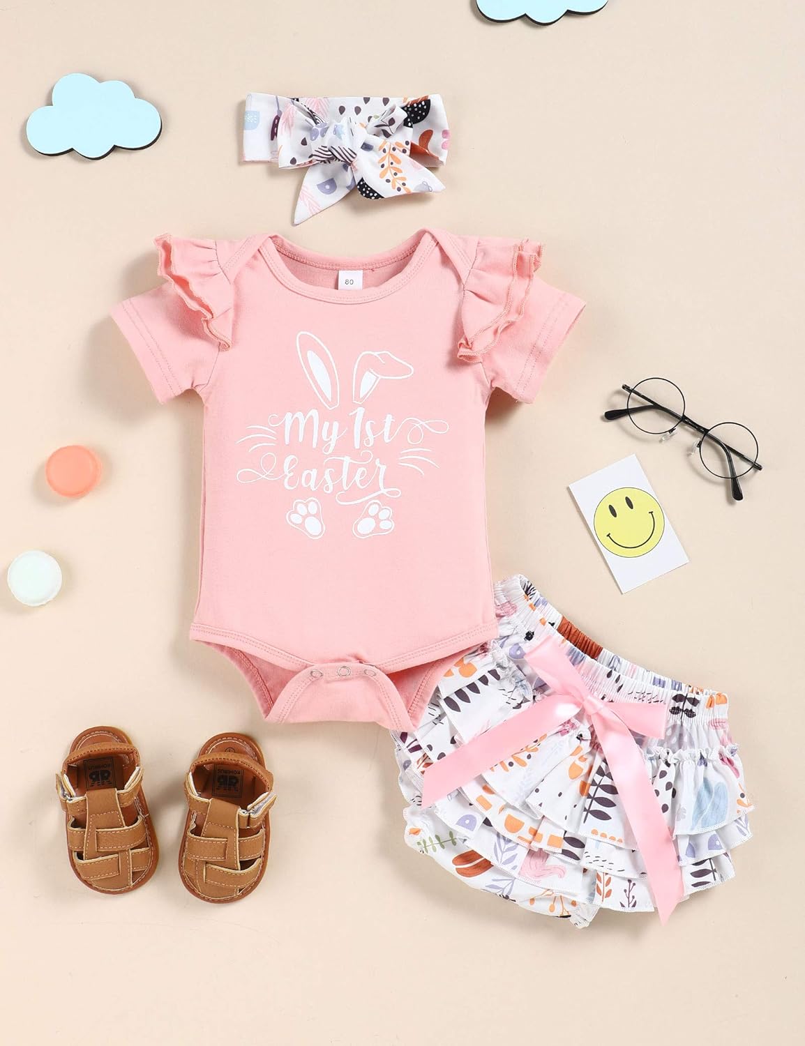 Menglang Baby Girl Romper Shorts Set - Bloom and Shine