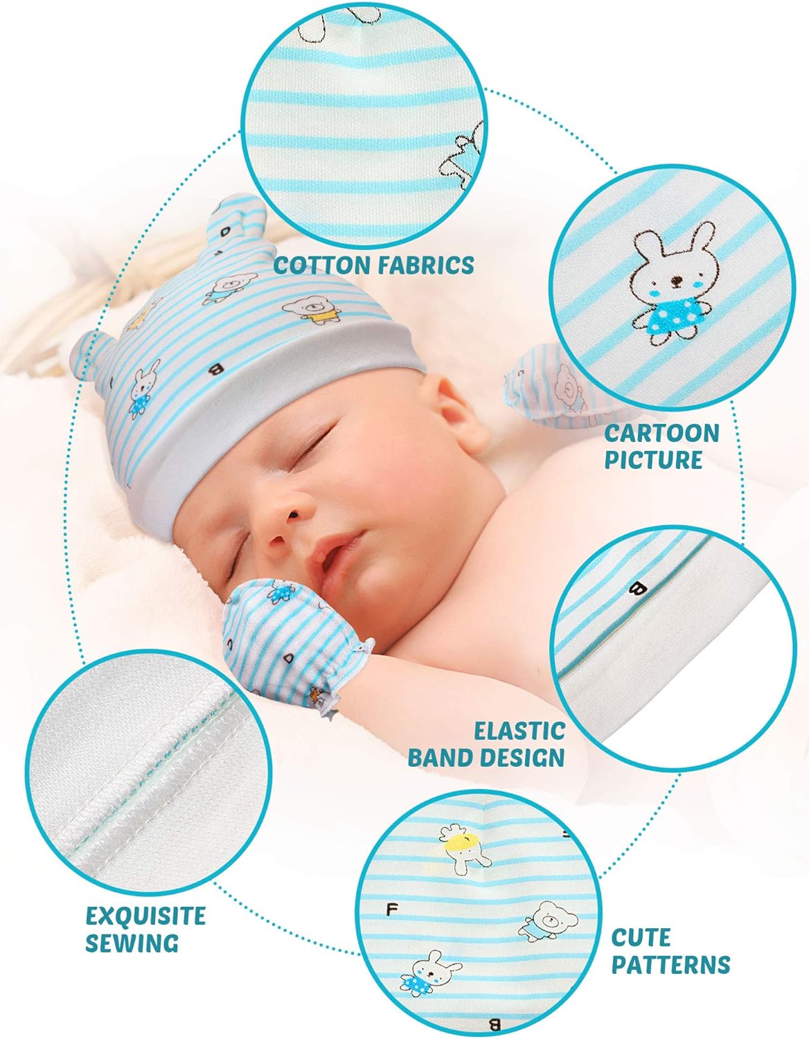 Geyoga Newborn Cap Mitten Set