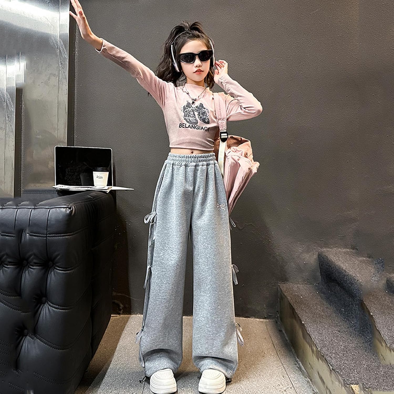 Trendy Wide Leg Sweatpants for Girls 4-14 Years