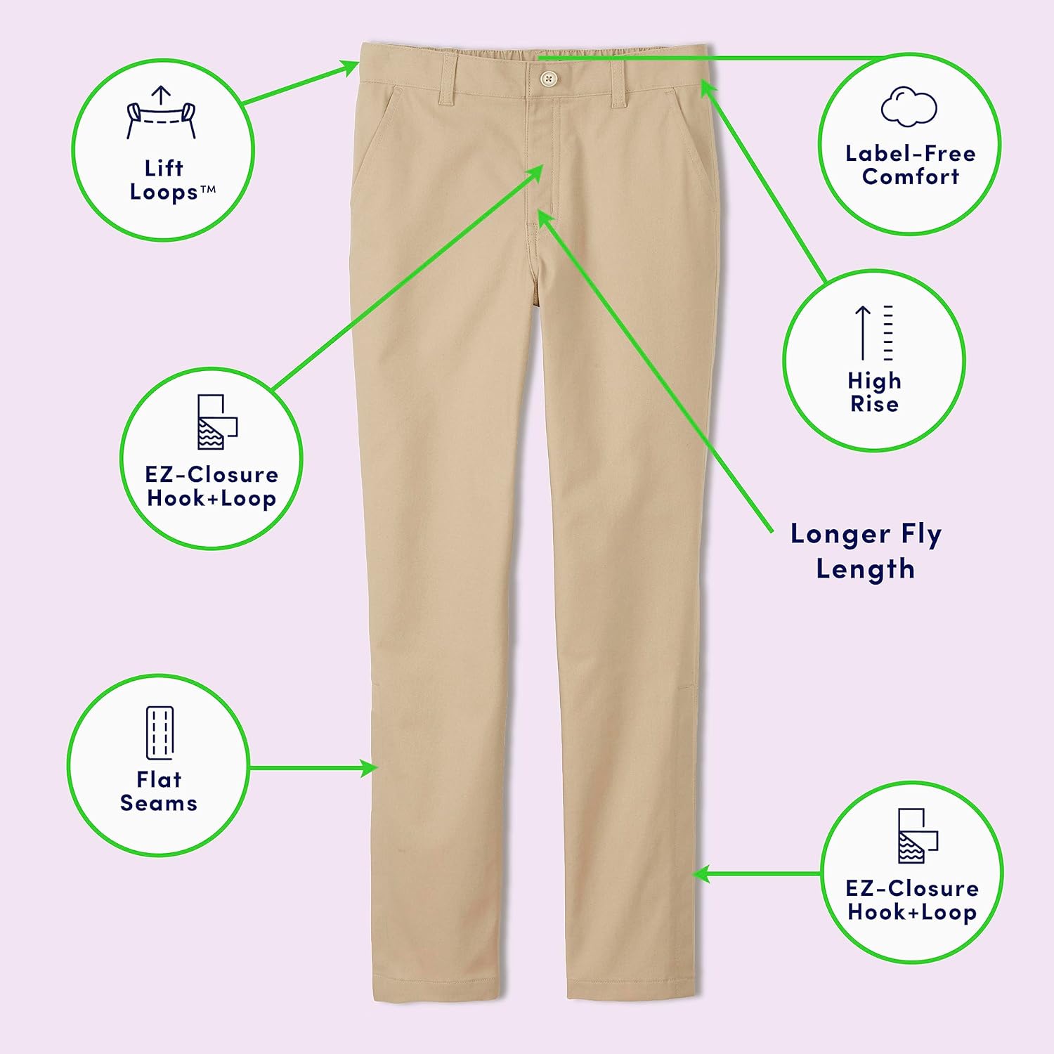 French Toast Girls Adaptive Straight Leg Stretch Twill Pant