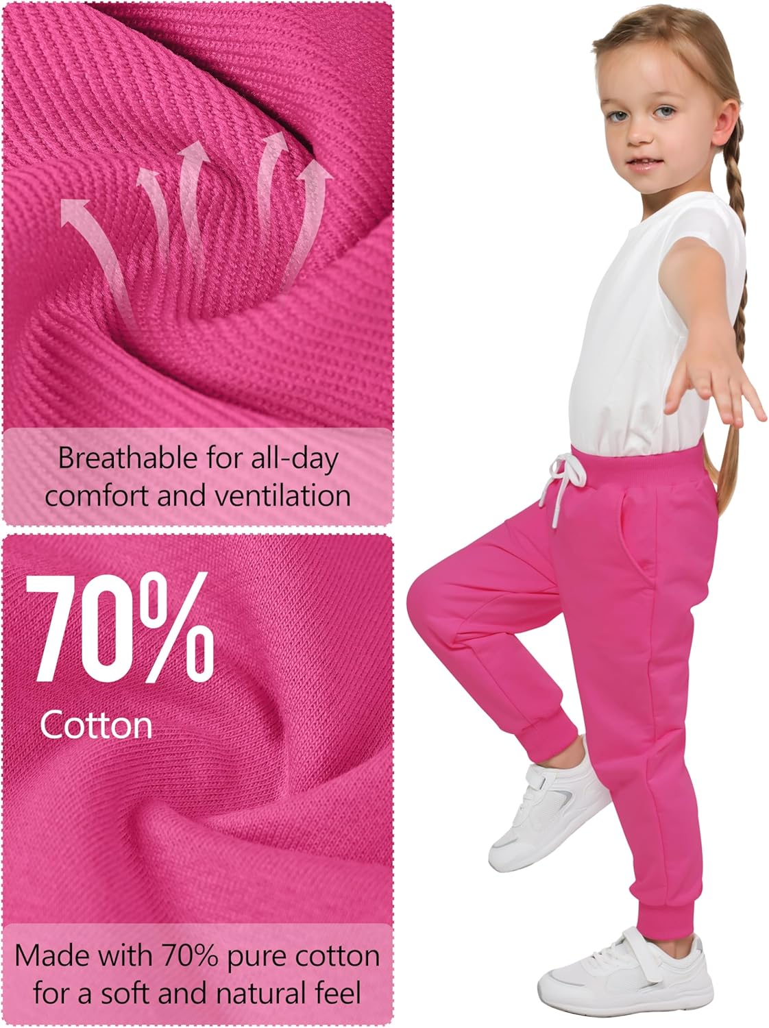 Resinta 4-Piece Girls and Toddler Active Jogger Sweatpants with Drawstring Pockets