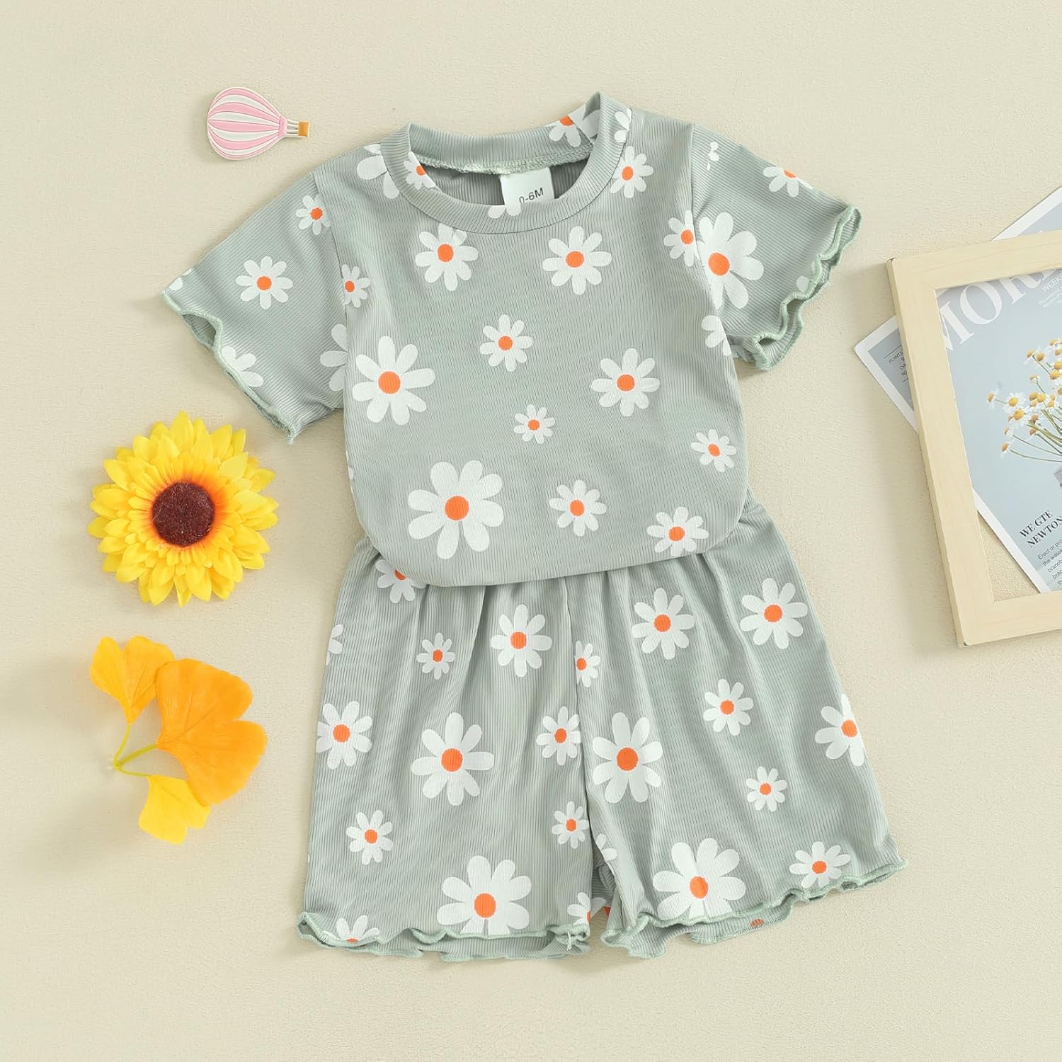 Floral Top Elastic waist short toddler girl - summer outfits
