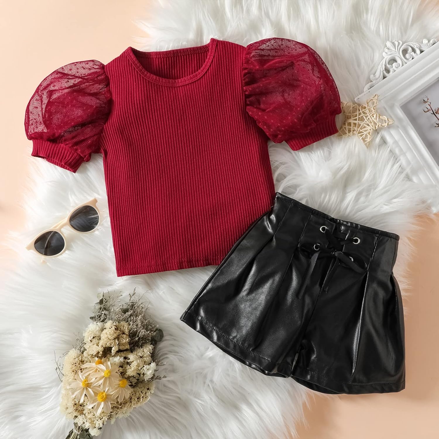 Fun Puff Sleeves Toddler Girls Outfit
