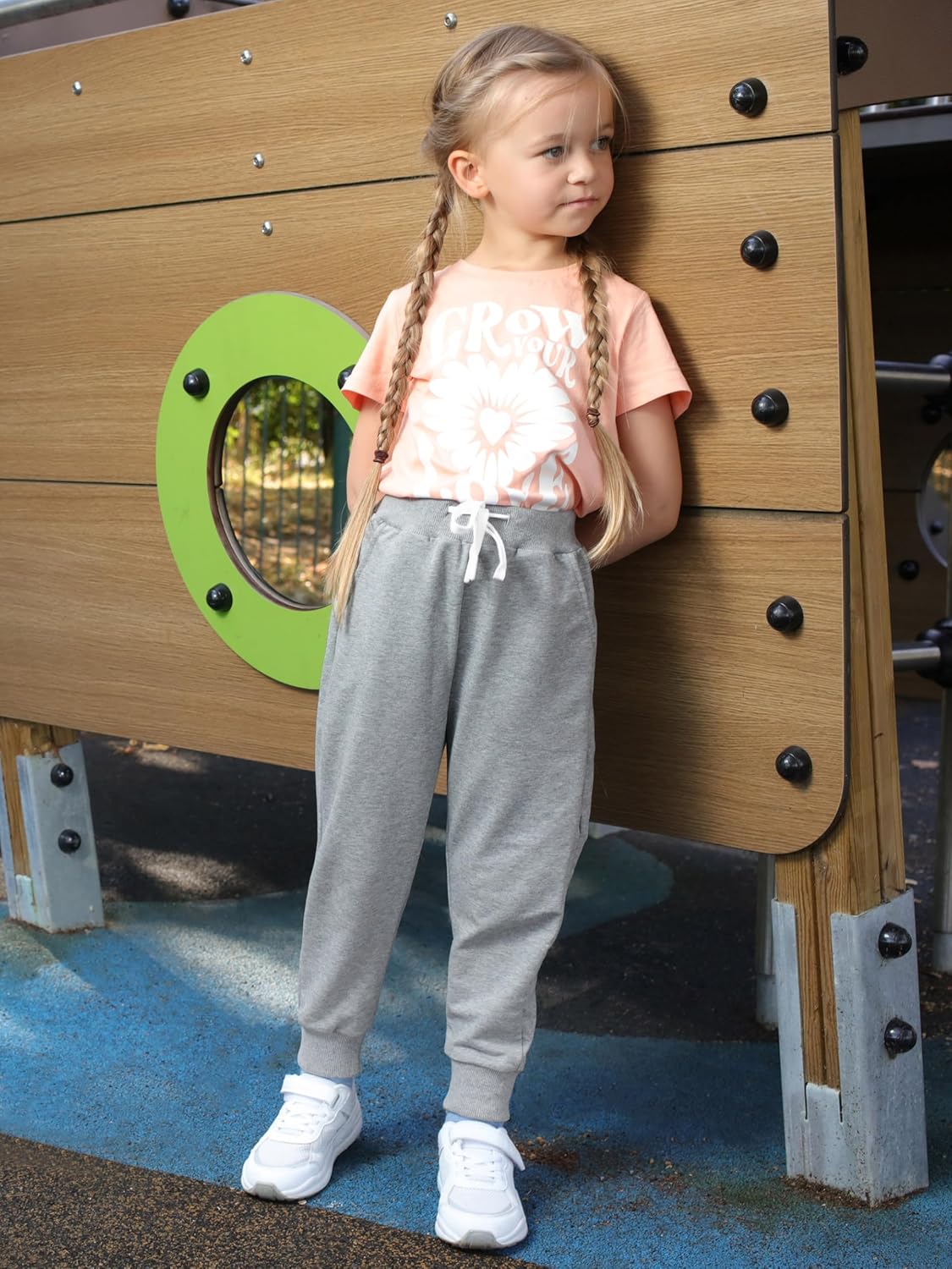 Resinta 4-Piece Girls and Toddler Active Jogger Sweatpants with Drawstring Pockets