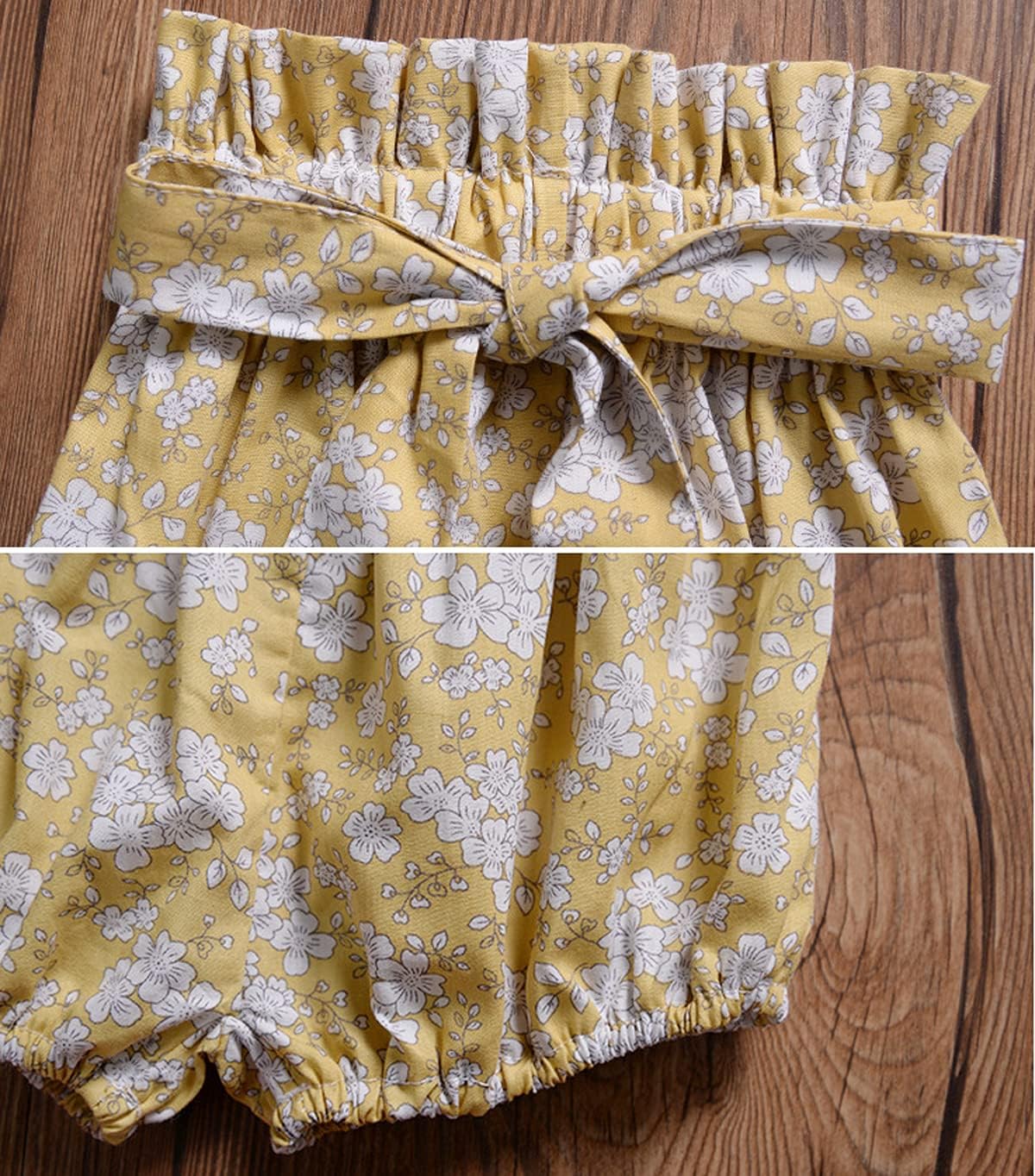 Symunnia Toddler Girl Bowknot Ruffle Shorts Elastic High Waist