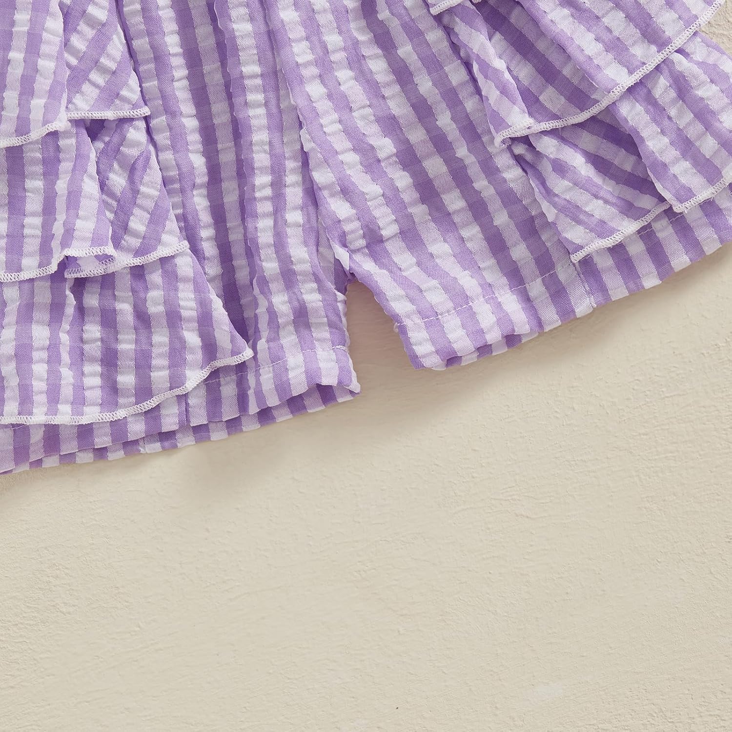 Ruffle Bloomers Toddler Girl Elastic Waist Wide Leg Striped Print Seersuckers Shorts