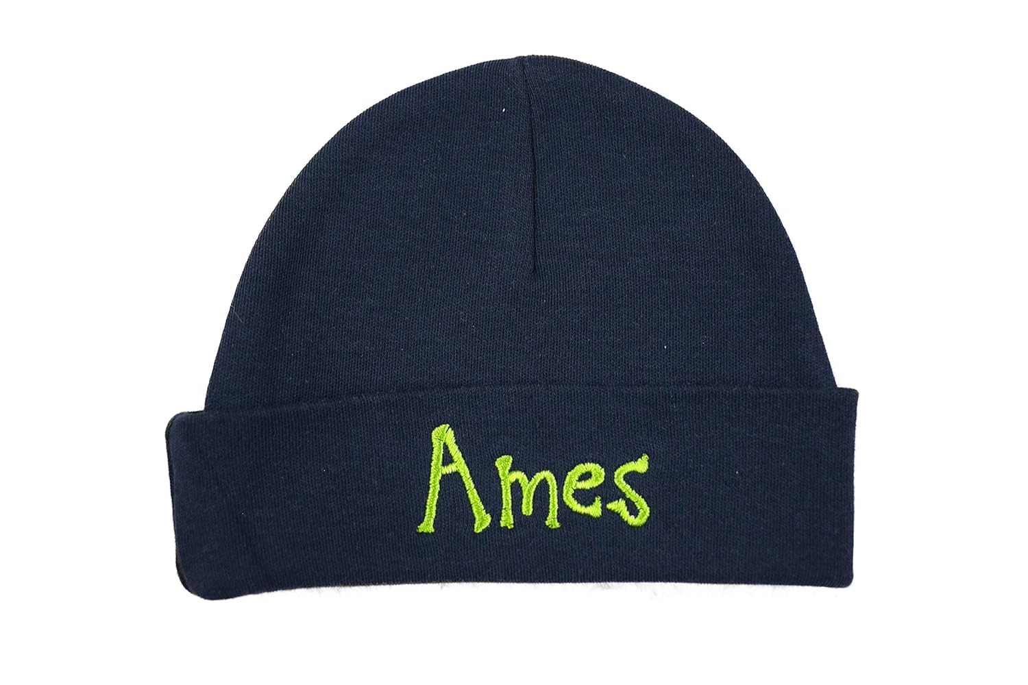 Personalized Baby Boy Beanie with Gingham embroidery coming home