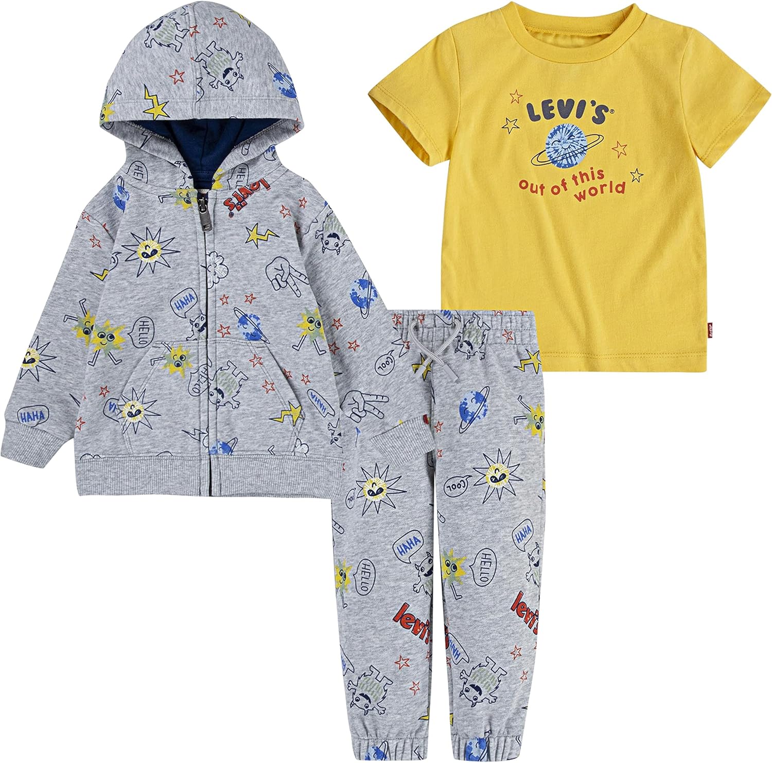 Levis Graphic T-Shirt Sweatshirt Joggers Set for Boys
