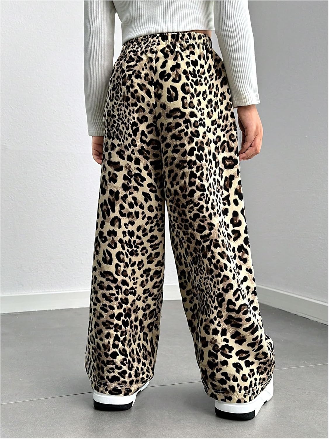 GORGLITTER Girls Leopard Cheetah sweatpants COZY wide leg flared pants
