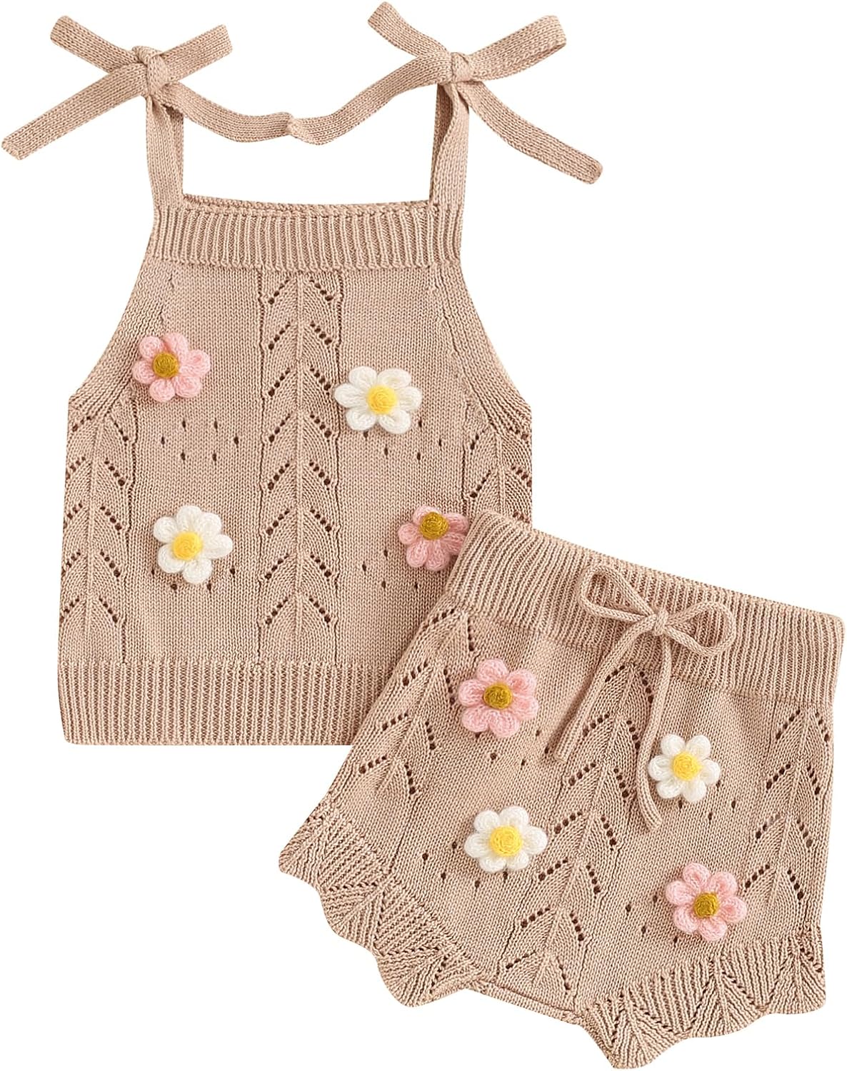 Adorable Toddler Girl Fall Outfit Knit Camisole Shorts Set