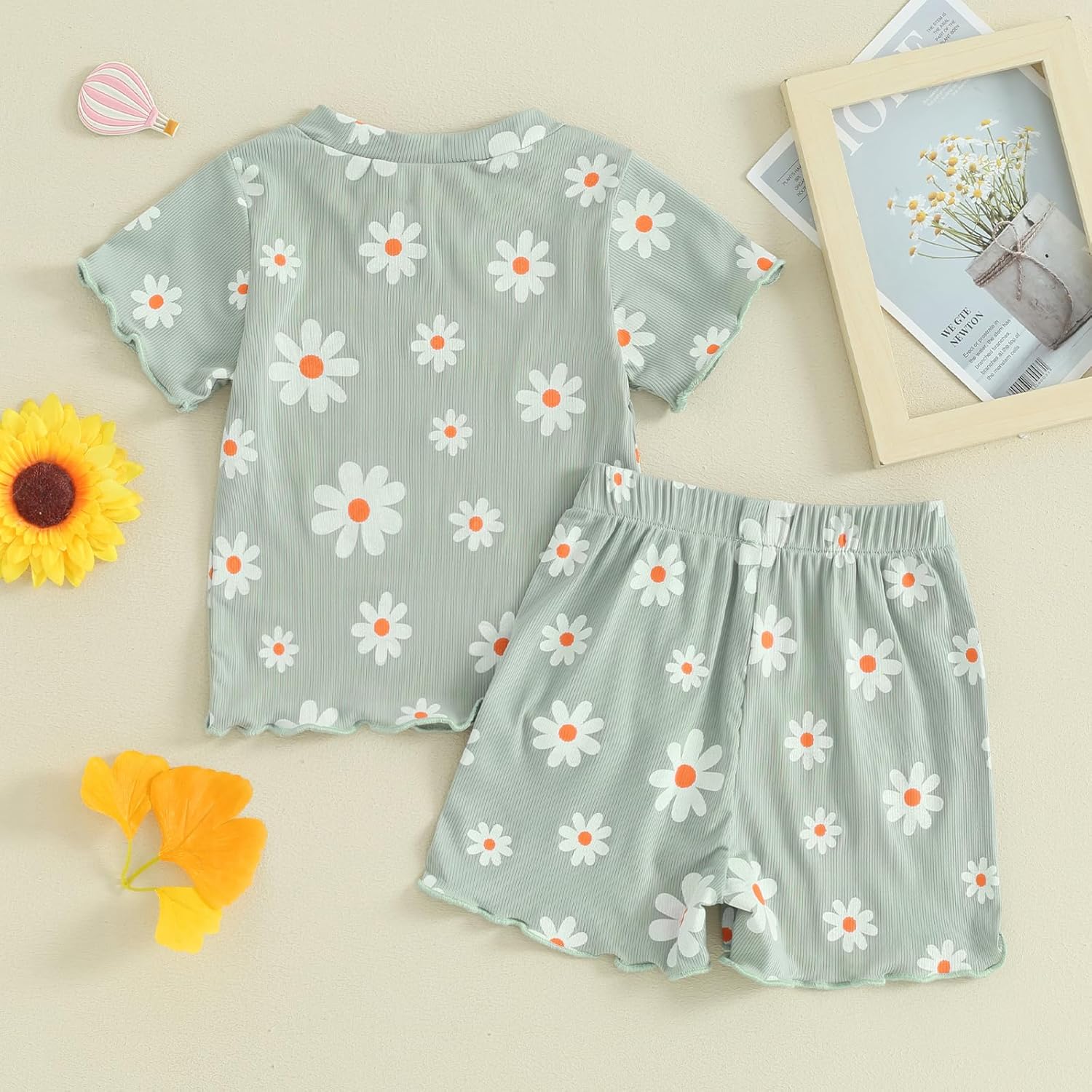 Floral Top Elastic waist short toddler girl - summer outfits
