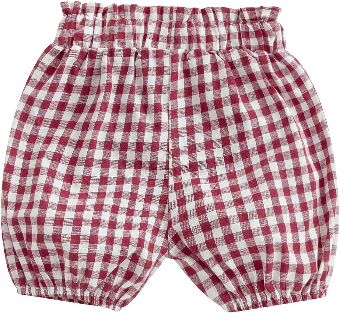 Emmababy Baby Girls Plaid Ruffle Shorts