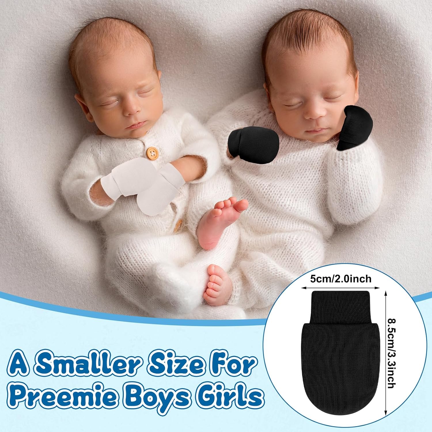 Twistover 18 Pairs Perfect for Premie Babies No Scratch Cotton Gloves