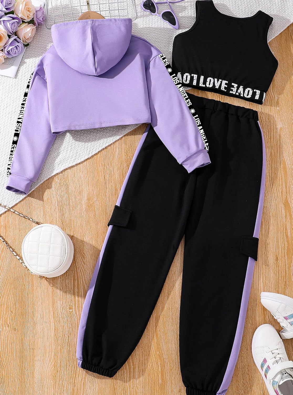 Hilinker Girls Graphic 3-Piece Workout Set