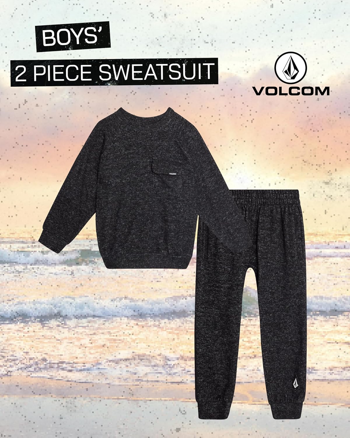 Volcom Boys Sweatsuit Set - Cozy Crewneck Pullover Sweatshirt and Jogger Pants