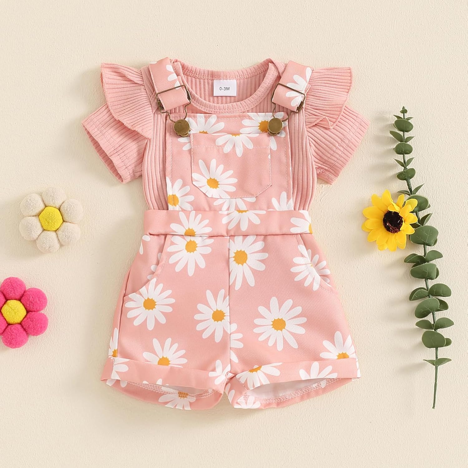 Newborn Summer Romper Overalls Set for Girls