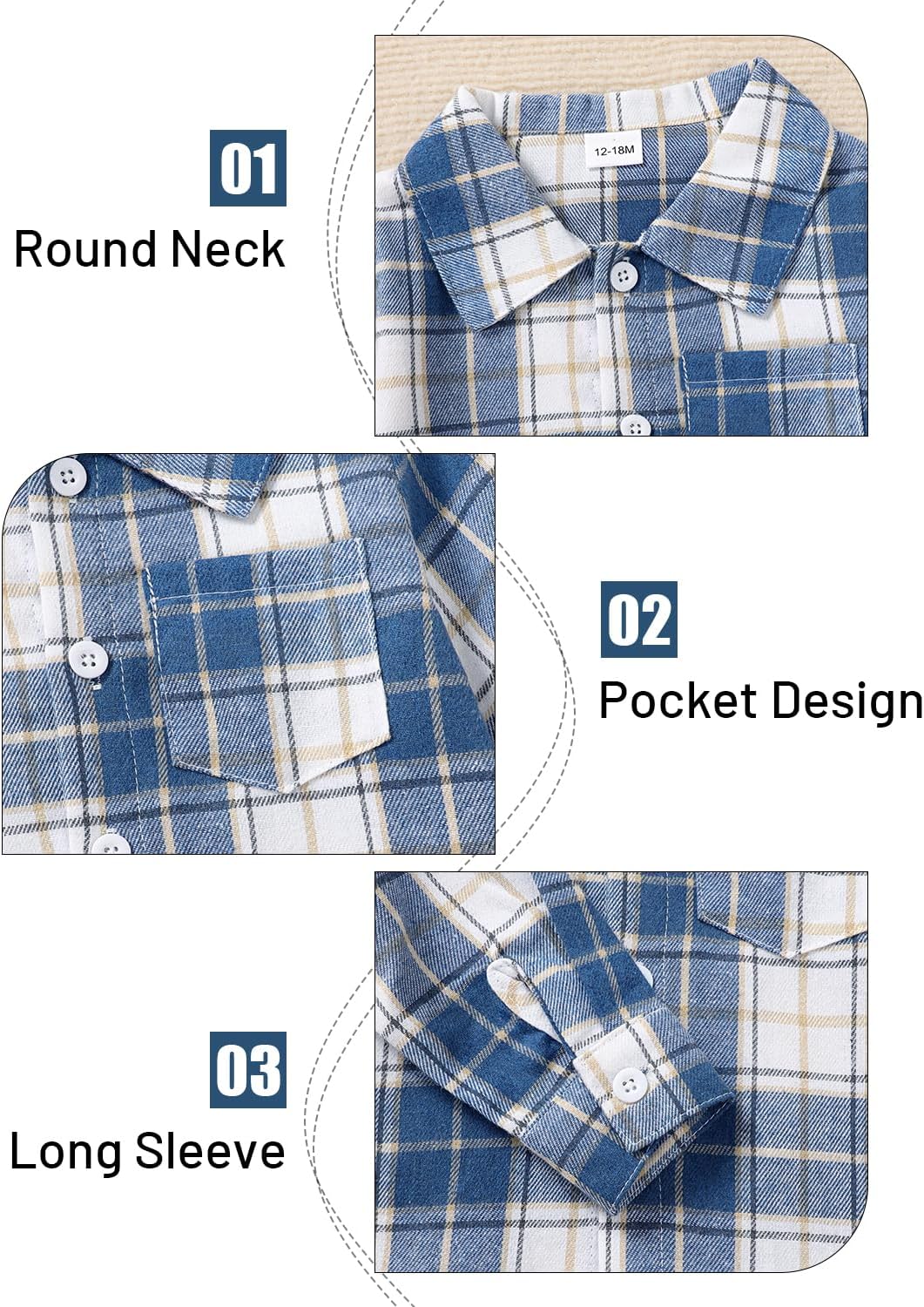 CocoRARA Toddler Boys Plaid Denim Set