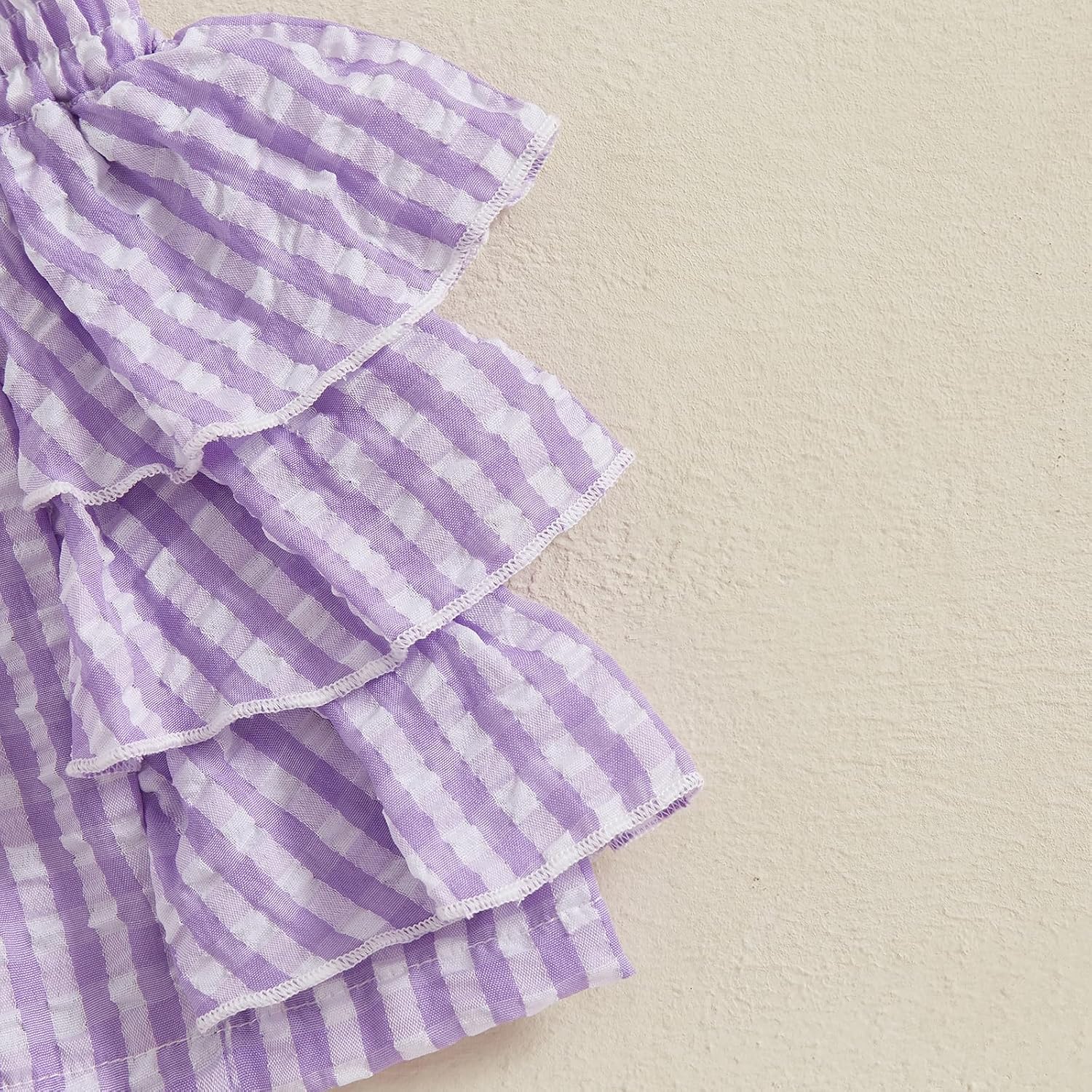 Ruffle Bloomers Toddler Girl Elastic Waist Wide Leg Striped Print Seersuckers Shorts